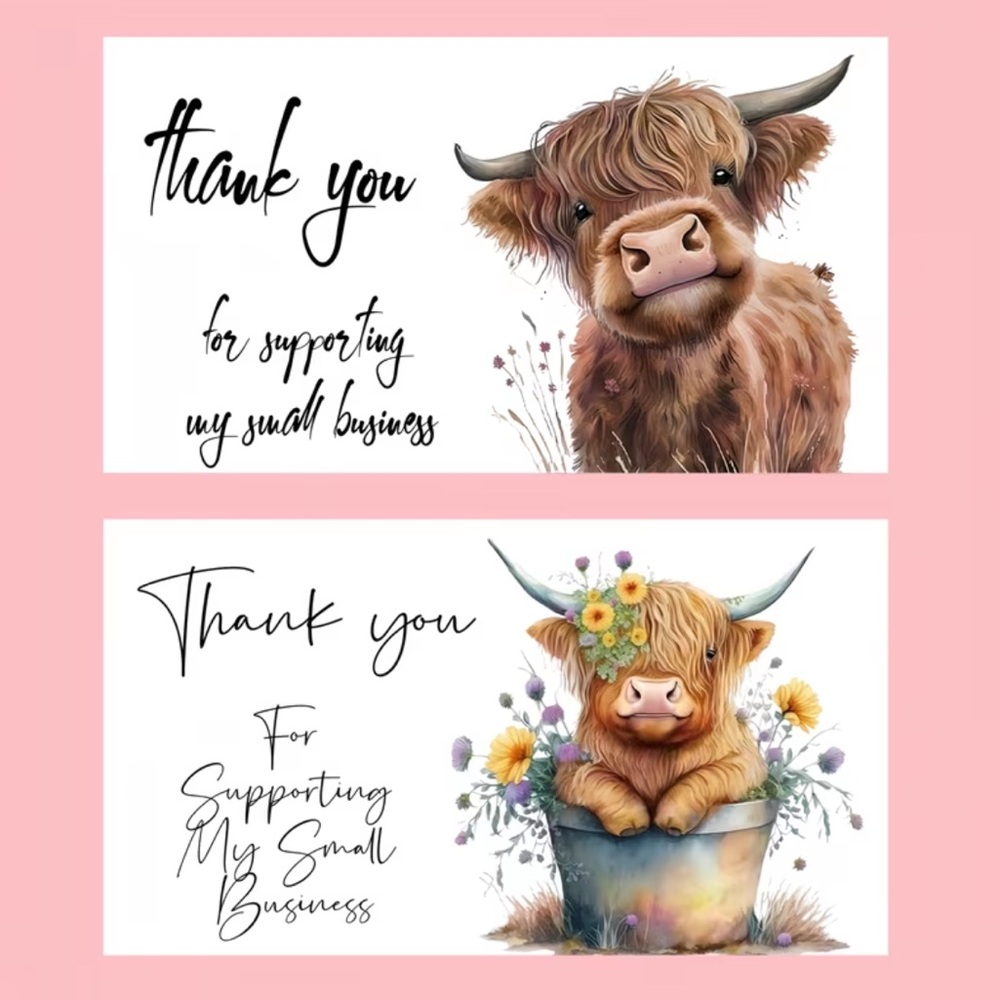 Highland Cow Thank You Cards Adorable NEW 50 cards